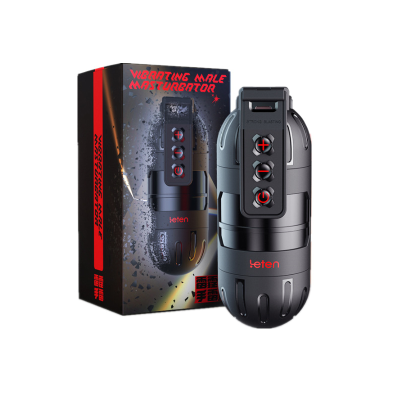 Âm đạo giả cầm tay lựu đạn Leten Thunder nhiều chế độ rung điều khiển qua app điện thoại