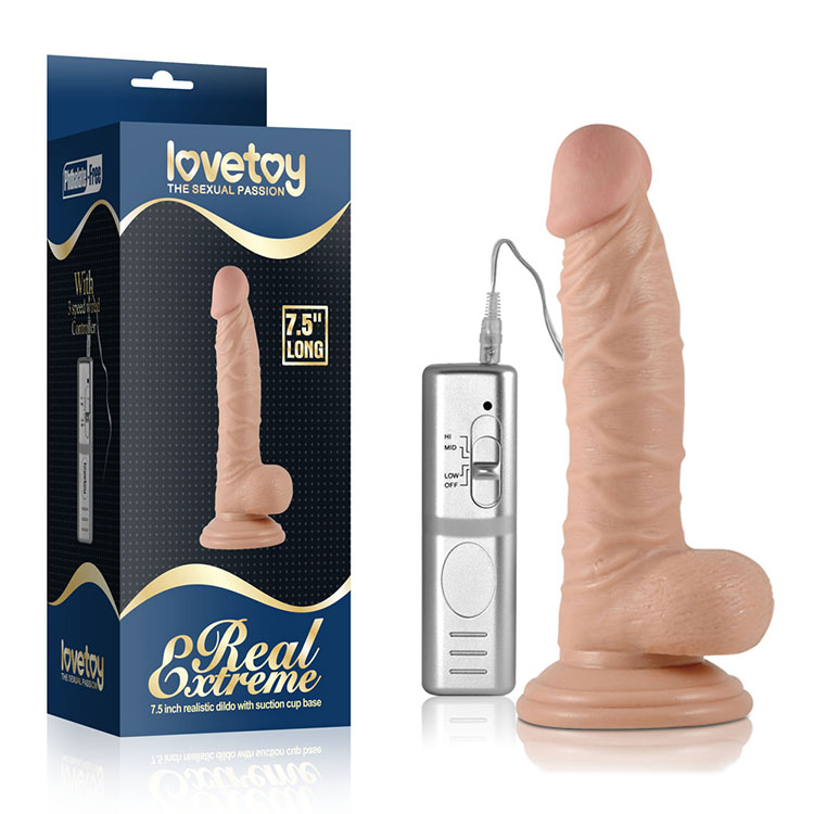 Dương vật giả hít tường Lovetoy Real Extreme 7.5 inches có điều khiển 3 chế độ rung