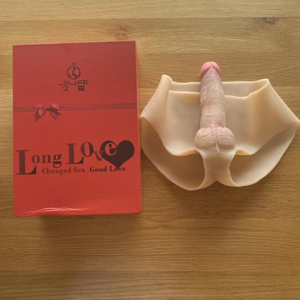 Quần silicon nguyên khối gắn dương vật giả đặc ruột cho les, nữ cao cấp