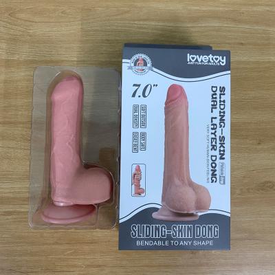 Dương vật giả hít tường có bìu Lovetoy 7 inch đầu khấc bao quy đầu tăng khoái cảm nữ