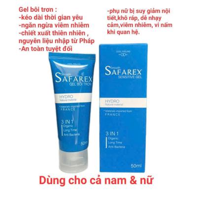 Gel bôi trơn Safarex 3 in 1 chính hãng tinh chất bạc hà 50ml tăng độ trơn, kéo dài thời gian quan hệ