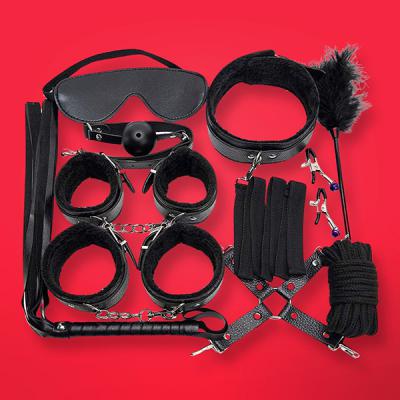Set đồ chơi dụng cụ bạo dâm BDSM 10 món da bọc nỉ