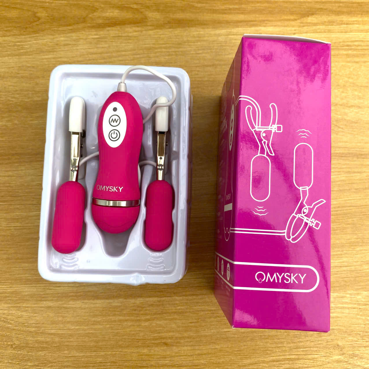 Trứng rung tình yêu hai đầu gắn kẹp ngực núm vú nhũ hoa Omysky